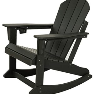 Adirondack Rocking Chair Outdoor Patio Rocker Adirondack Chairs HDPE Plastic Weather Resistant Lawn Chair for Porch Balcony Garden Beach Backyard Black