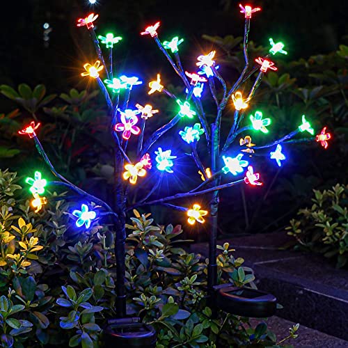 IUEECEN Solar Flowers Lights Outdoor Solar Garden Lights Decorative,2Pack 20LED Solar Outdoor Lights Waterproof Fairy Lights Pathway Walkway Patio Yard Landscape Decoration Christmas Garden Decor