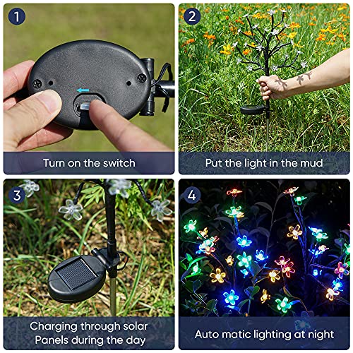 IUEECEN Solar Flowers Lights Outdoor Solar Garden Lights Decorative,2Pack 20LED Solar Outdoor Lights Waterproof Fairy Lights Pathway Walkway Patio Yard Landscape Decoration Christmas Garden Decor