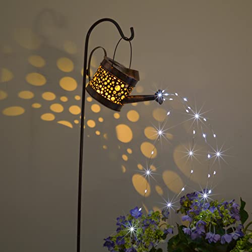 Elfengarden Solar Watering Can Solar Lights Outdoor Waterproof Decorative Metal Solar Yard Garden Stake Lights Lawn, Patio, Courtyard Decor Lights