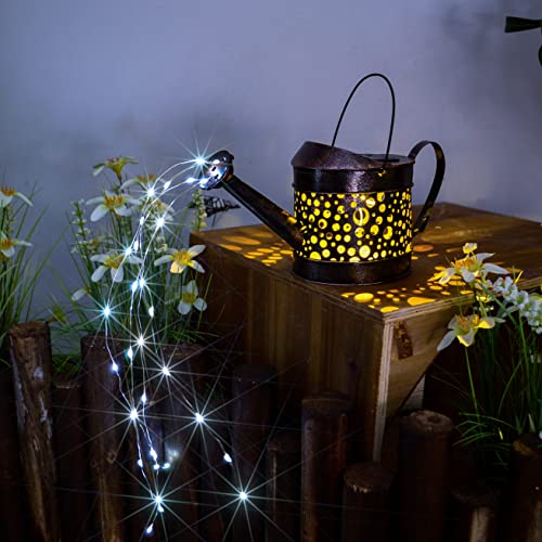 Elfengarden Solar Watering Can Solar Lights Outdoor Waterproof Decorative Metal Solar Yard Garden Stake Lights Lawn, Patio, Courtyard Decor Lights