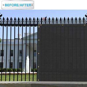 Patio 5' x 12' Fence Privacy Screen Black Commercial Grade Mesh Shade Fabric with Brass Gromment Outdoor Windscreen Zipties