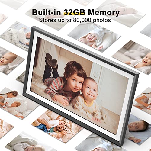 16 Inch Large Digital Picture Frame 32GB, WiFi Digital Photo Frame 1920*1080 IPS FHD Touch Screen, Smart Electronic Picture Frame, Auto-Rotate, Wall-Mountable, Send Photos via App/Email from Anywhere