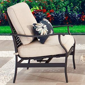 PatioFestival Outdoor Padded Conversation Set,Patio Furniture Sets Modern Bistro Cushioned Sofa Chairs with 5.1 Inch Thick Seat Cushions (3 PCS, White)