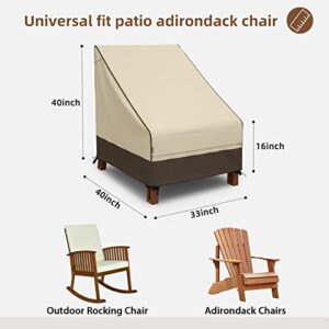 MR. COVER Patio Adirondack Chair Cover, Also Fits Outdoor Chair, 33W x 40D x 40H Inches, Waterproof & UV Protection, Brown & Khaki