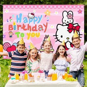 Kitty Party Backdrop Happy Birthday Decorations Banner Photography Background Pictures for Kids Girls Ladies Baby Shower Birthday Party Supplies Decor, 5x3 FT