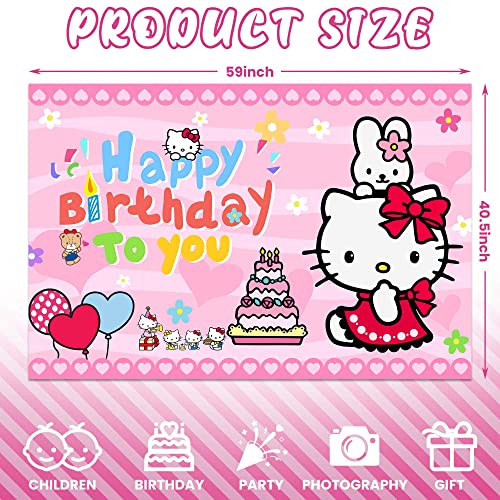 Kitty Party Backdrop Happy Birthday Decorations Banner Photography Background Pictures for Kids Girls Ladies Baby Shower Birthday Party Supplies Decor, 5x3 FT