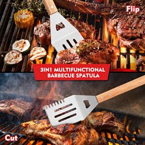 Grill Tongs for Cooking BBQ Set 3 Pcs Heavy Duty Grilling Cooking Tongs for Serving Food Rubber Grips Long Locking Stainless Steel Kitchen Tongs & Barbecue No More Burnt Hands Heat Resistant