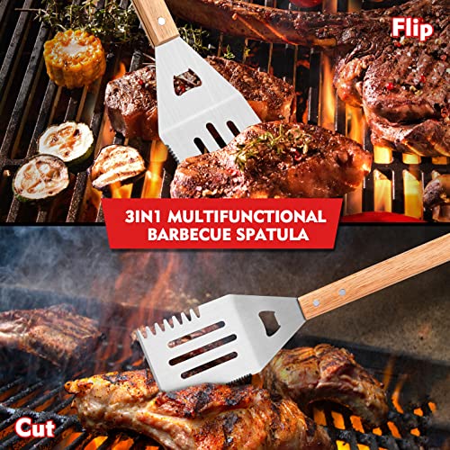 Grill Tongs for Cooking BBQ Set 3 Pcs Heavy Duty Grilling Cooking Tongs for Serving Food Rubber Grips Long Locking Stainless Steel Kitchen Tongs & Barbecue No More Burnt Hands Heat Resistant