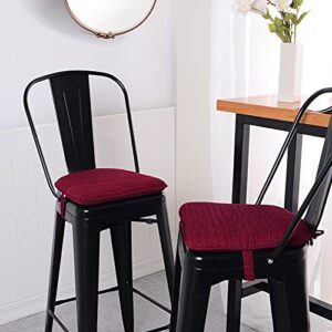 baibu 14x14 Inches Metal Dining Chair Pads Set of 2, Non-Slip Metal Chair Cushion Bar Stool Cushion with Ties for Metal Chairs or Bar Stools - 2 Cushions Only (Red, 14x14x1.5in)
