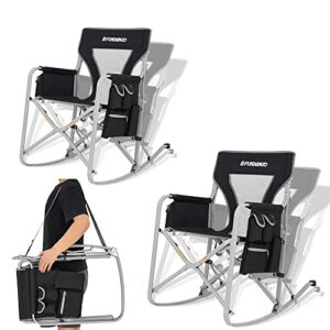 fundango camping rocking chairs portable outdoor rocker director chair with carry bag for outdoor, porch, backyard, patio, lawn, garden（black/grey）
