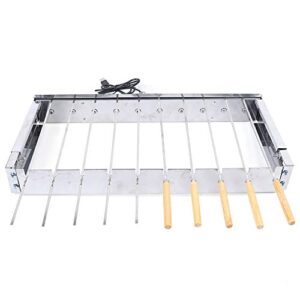 automatic rotation barbecue grill, 10 skewer picnic bbq grill rack, portable stainless steel rotating rotisserie for outdoor garden camping