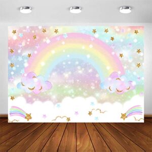avezano rainbow backdrop for girls birthday party 7x5ft glitter star rainbow sky cloud photography background pastel rainbow party decorations photoshoot backdrops