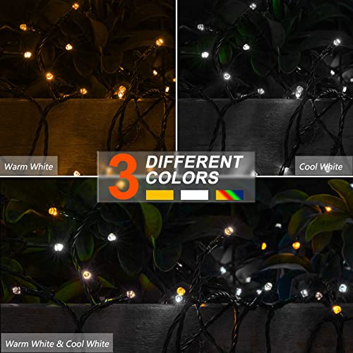 WYBENZ Solar String Lights 66ft 11 Modes Color Changing Lights 200LED Solar Outdoor String Lights IP65 Waterproof Outdoor Led Christmas Lights for Tree,Garden,Patio,Christmas Decorations
