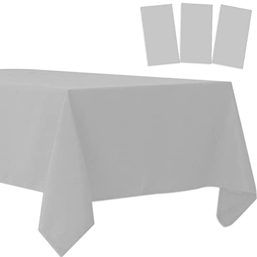 3 Pack Plastic Tablecloths Disposable Plastic Table Cloths Table Covers for Picnic BBQ Birthday Wedding Parties Waterproof and Oil-proof Table Cloth Light Weight Thin Grey Table Cloths 54 x 108 Inch