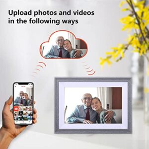 Loamars Smart Digital Picture Frame WiFi: 10.1 Inch HD 1280x800 IPS Touch Screen Display 16GB Storage SD Slot Auto-Rotate Share Photos and Videos with Family and Friends from APP/Network Cloud