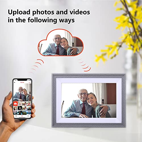 Loamars Smart Digital Picture Frame WiFi: 10.1 Inch HD 1280x800 IPS Touch Screen Display 16GB Storage SD Slot Auto-Rotate Share Photos and Videos with Family and Friends from APP/Network Cloud