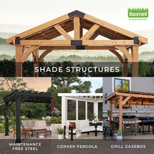 Backyard Discovery Trenton 12x10 All Season Galvanized Steel Pergola, Black, Sail Shade Soft Canopy, Rust Resistant, Support Wind and Snow, Patio, Deck, Backyard, Garden