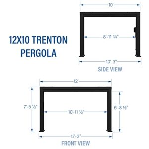 Backyard Discovery Trenton 12x10 All Season Galvanized Steel Pergola, Black, Sail Shade Soft Canopy, Rust Resistant, Support Wind and Snow, Patio, Deck, Backyard, Garden