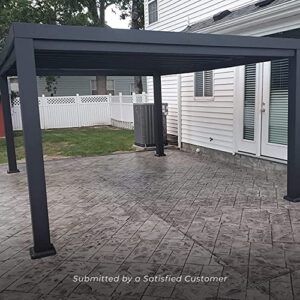 Backyard Discovery Trenton 12x10 All Season Galvanized Steel Pergola, Black, Sail Shade Soft Canopy, Rust Resistant, Support Wind and Snow, Patio, Deck, Backyard, Garden