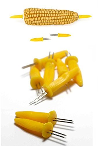 10 Corn Skewers Yellow Cob Holders Kitchen Forks BBQ Food Hygiene Sticks Prong Sweetcorn Party Garden Home Serving Dish Vegetable Fruits by Concept4u