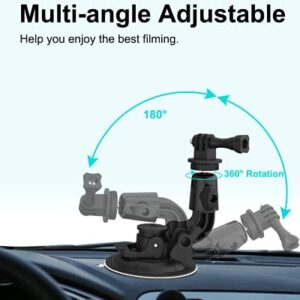 Aozcu Suction Camera Mount, Car Windshield Dashboard Camera Holder with 3M Adhesive Disk for GoPro Max, Hero 9 8 7 6 5, Session 5, DJI OSMO Action, AKASO, Campark, Canon, DSLRs and Other Cameras