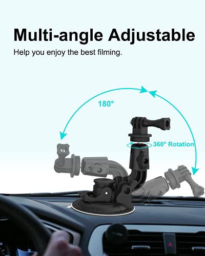 Aozcu Suction Camera Mount, Car Windshield Dashboard Camera Holder with 3M Adhesive Disk for GoPro Max, Hero 9 8 7 6 5, Session 5, DJI OSMO Action, AKASO, Campark, Canon, DSLRs and Other Cameras