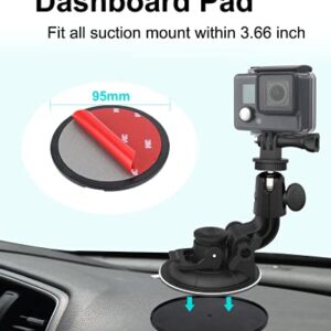 Aozcu Suction Camera Mount, Car Windshield Dashboard Camera Holder with 3M Adhesive Disk for GoPro Max, Hero 9 8 7 6 5, Session 5, DJI OSMO Action, AKASO, Campark, Canon, DSLRs and Other Cameras