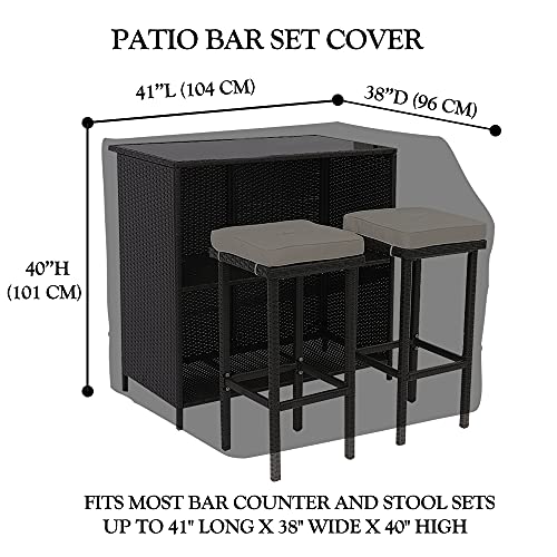 41 Inch Outdoor Patio Bar Set Cover Heavy Duty Waterproof Patio Furniture Tall Wicker Bar Set with Stools and Glass Top Table Chair Covers Outside