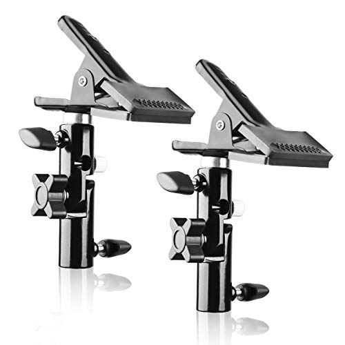 EMART Photography Reflector Holder for Light Stand, Photo Video Studio Heavy Duty Metal Clamp Holder, Light Stand Clip Mount with Umbrella Hole for Lighting Reflector Diffuser - 2 Pack