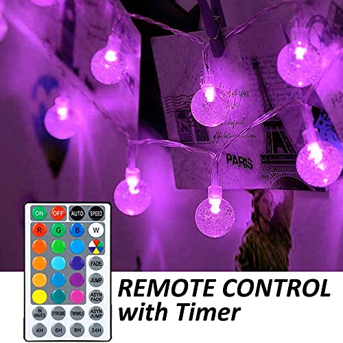 Mocalido 20ft Color Changing Globe String Lights Battery Operated Outdoor, 30 LEDs Christmas String Lights Waterproof with Remote, RGB Lights for Indoor Kids Room Bedroom Garden Patio Decor