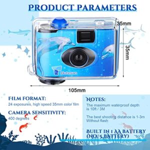 3 Pcs Disposable Camera Waterproof Underwater Single Use Film Camera 35 mm with Flash for Summer Beach Vacation Camp Snorkeling Trip Adult Teens Gift