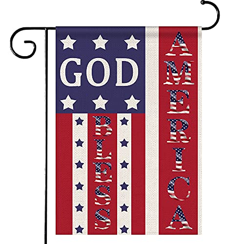 Patriotic Garden Flag god bless america Let Freedom Ring House Flag Double Sided, holiday garden flags 4th of July Memorial Day Independence Day Yard Outdoor Decoration 12X18 Inch