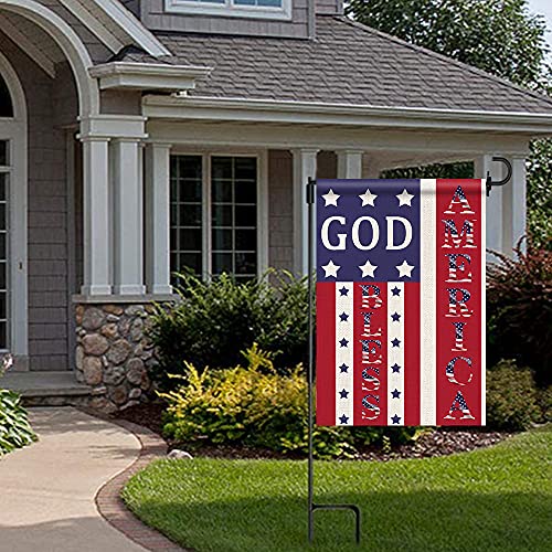 Patriotic Garden Flag god bless america Let Freedom Ring House Flag Double Sided, holiday garden flags 4th of July Memorial Day Independence Day Yard Outdoor Decoration 12X18 Inch