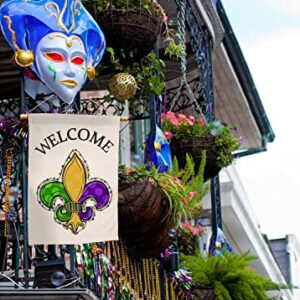 Sambosk Mardi Gras Fleur de Lis Small Garden Flag Vertical Double Sided Burlap Welcome Spring Farmhouse Yard Outdoor Decoration 12 x 18 Inches