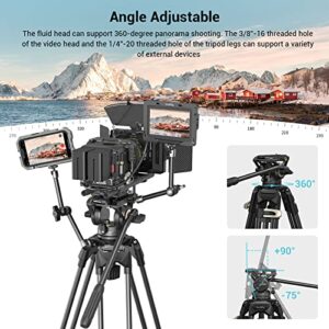 SmallRig AD-01 Video Tripod, 73" Heavy Duty Tripod with 360 Degree Fluid Head and Quick Release Plate for DSLR, Camcorder, Cameras(3751)