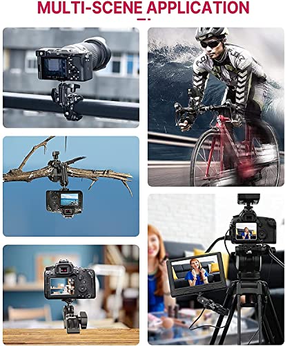 ULANZI Super Clamp Camera Clamp Mount Monitor 360° Ballhead Magic Arm Double Ball Head Adapter with 1/4"-20 & 3/8"-16 Thread ST-07 Phone Tripod Mount