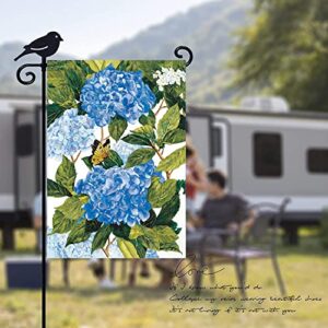 LAYOER Garden flag 12.5 x 18 inches Blue Hydrangeas Butterfly Summer Spring Flowers