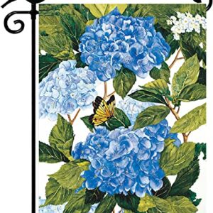 LAYOER Garden flag 12.5 x 18 inches Blue Hydrangeas Butterfly Summer Spring Flowers