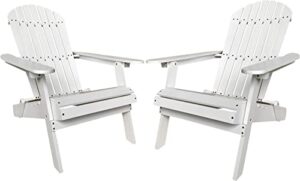 bstophkl adirondack chair – set of 2 folding wooden adirondack lounger chair, outdoor all-weather fire pit chairs seating accent furniture wood chairs for garden backyard lawn (white)
