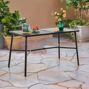 Sophia & William Outdoor Patio Bar Table Metal Bar Height Table Rectangular Dining Table with Umbrella Hole for Garden, Backyard, Lawn and Poolside, 66.9’’L x 35.4’’W x 39.8’’H