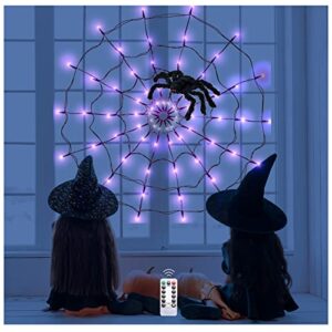 fcysy halloween decorations spider web lights, 70 led 8 modes battery operated waterproof net purple lights, halloween lights indoor outdoor décor for home yard garden window porch
