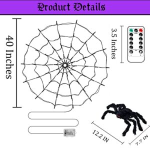 Fcysy Halloween Decorations Spider Web Lights, 70 LED 8 Modes Battery Operated Waterproof Net Purple Lights, Halloween Lights Indoor Outdoor Décor for Home Yard Garden Window Porch