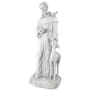 design toscano ky1336 francis of assisi, patron saint of animals religious garden decor statue, 26 inch, 37 inch, antique stone