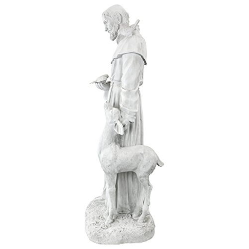 Design Toscano KY1336 Francis of Assisi, Patron Saint of Animals Religious Garden Decor Statue, 26 inch, 37 Inch, Antique Stone