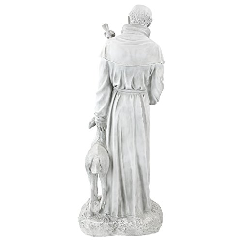 Design Toscano KY1336 Francis of Assisi, Patron Saint of Animals Religious Garden Decor Statue, 26 inch, 37 Inch, Antique Stone