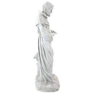 Design Toscano KY1336 Francis of Assisi, Patron Saint of Animals Religious Garden Decor Statue, 26 inch, 37 Inch, Antique Stone