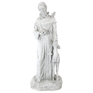 Design Toscano KY1336 Francis of Assisi, Patron Saint of Animals Religious Garden Decor Statue, 26 inch, 37 Inch, Antique Stone