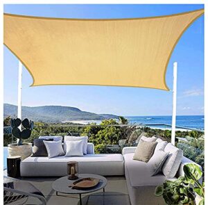 isunshore 12’x16′ rectangle sand sun patio shade sail canopy patio sunshade cover – 185 gsm – block 98% of uv radiation for patio backyard lawn garden outdoor awning, sand