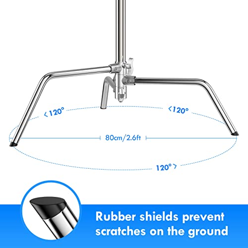 EMART Photography C Stand with Boom Arm, 10ft/300cm Adjustable Heavy Duty Light Cstand with 4.2ft/128cm Holding Arm, 2 Pieces Grip Head for Video Reflector, Moonlight, Softbox